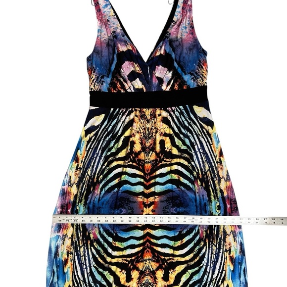 RONNI NICOLE Sleeveless Maxi Dress sz 10 Multicolor Anumal Print V-Neck  Stretch - Picture 5 of 10